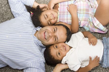 Dad and childrenの写真素材