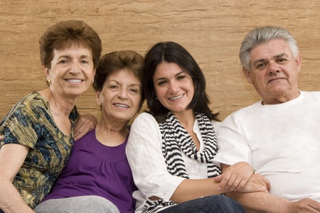 Family enjoying with her mature Mother Father and Aunt