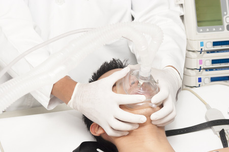 Portrait of patient Receives artificial ventilation in hospital