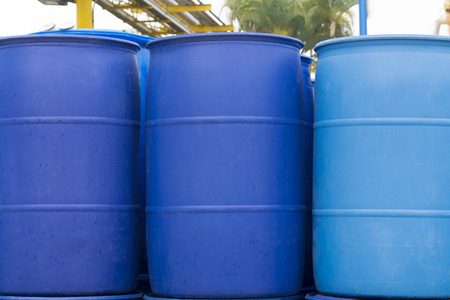 Chemical Plant, Plastic Storage Drums, Big Blue Barrels