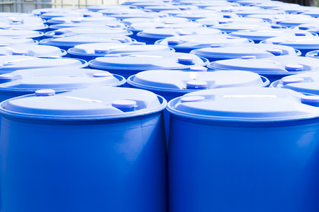 Chemical Plant, Plastic Storage Drums, Big Blue Barrels