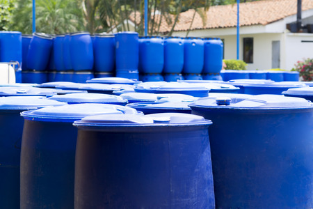 Chemical Plant, Plastic Storage Drums, Big Blue Barrels