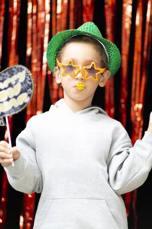 Happy Boy Celebrating Carnivalの写真素材