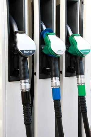 Close up image of a petrol station pumpの写真素材