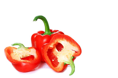 Red pepper isolated on a white background. Clipping path included.の写真素材