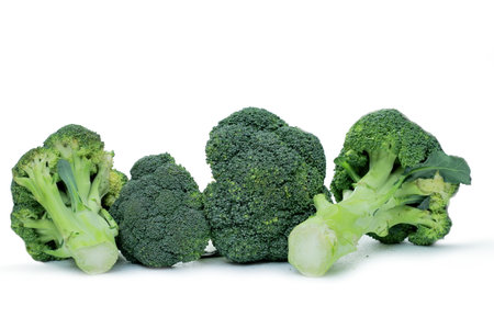 Fresh green broccoli isolated on white background with clipping path. Healthy food concept.の写真素材