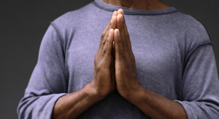 praying to god with people stock image stock photoの写真素材