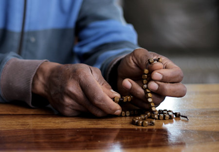 praying to god with people stock image stock photoの写真素材