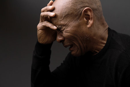 praying to god on gray black background with people stock image stock photoの写真素材