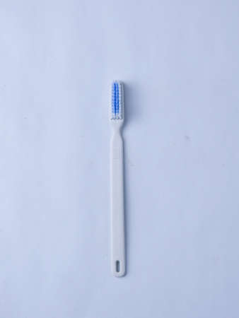 toothbrush on a white background, close-up, top viewの写真素材