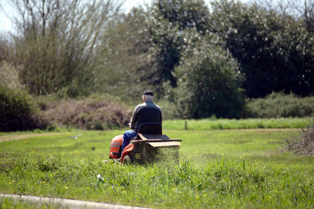 mowing the grass.のeditorial素材