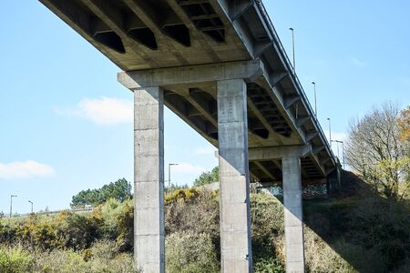 Architecture, concrete bridge seen from below.の写真素材