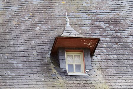 Attic and slate roof.