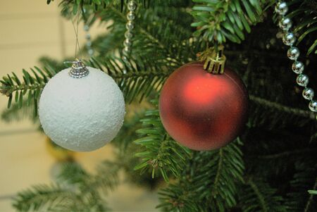 Christmas balls, fir decoration.の写真素材