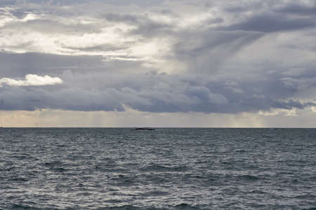 Cloudy sky, sea and horizon line.の写真素材