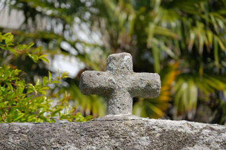 Christian cross in stone.の写真素材