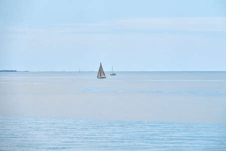 Sailboat offshore.の写真素材