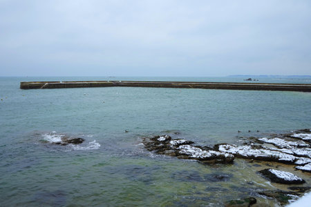 Coastline in winter.の写真素材