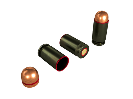 pistol cartridge 9x19 mm, Russian and Soviet army, isolated,3d illustration