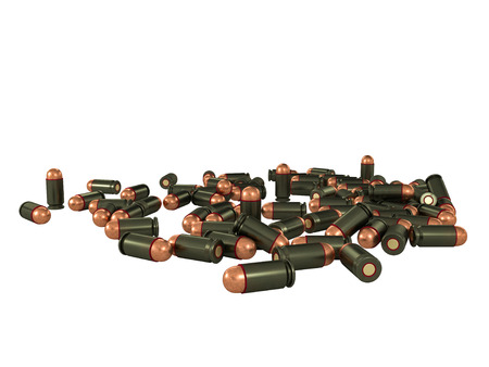pistol cartridge 9x19 mm, Russian and Soviet army, isolated,3d illustration