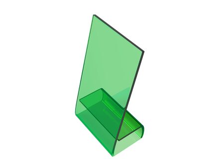 Green acrylic or plastic table stand display on white background. 3d renderingの写真素材