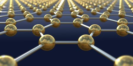 hexagonal metal structure on . 3d rendering
