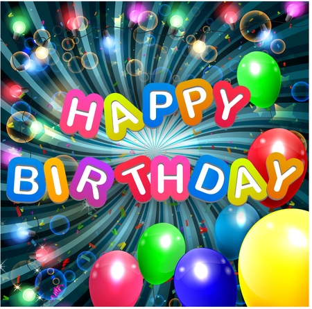 birthday background with colorful balloonsのイラスト素材