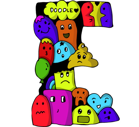 hand drawn alphabet doodle of illustrationのイラスト素材