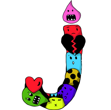 hand drawn alphabet doodle of illustrationのイラスト素材