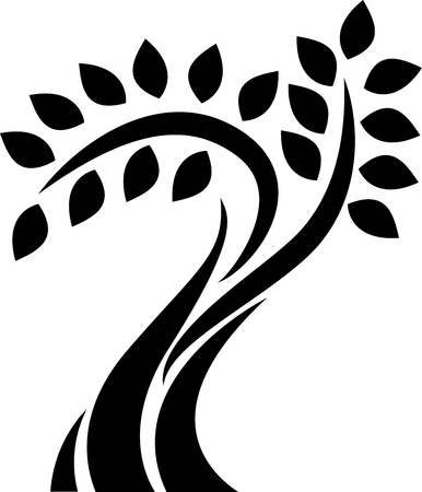 black tree silhouette isolated on white backgroundのイラスト素材