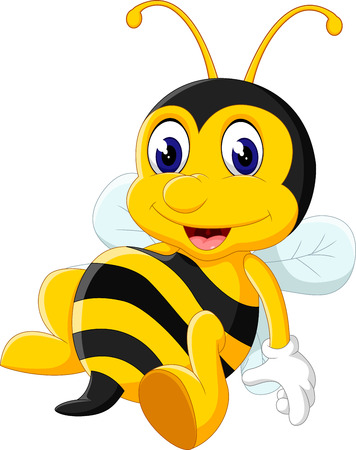 cute Bee cartoon flying of illustrationのイラスト素材