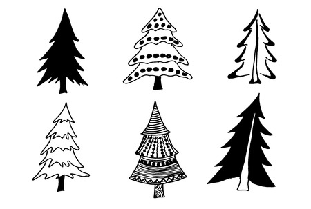 Set of tree doodles treeのイラスト素材