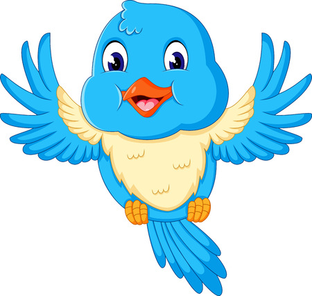 Illustration of happy Flying birdのイラスト素材