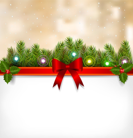 Christmas background with fir twigs and red ballsの写真素材