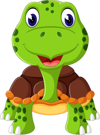 Cartoon funny turtle isolated on white backgroundのイラスト素材