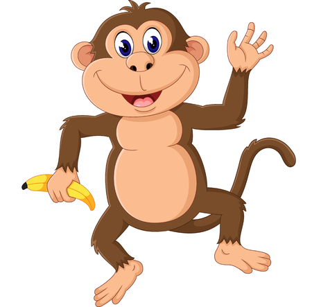 Cartoon monkey presentingのイラスト素材