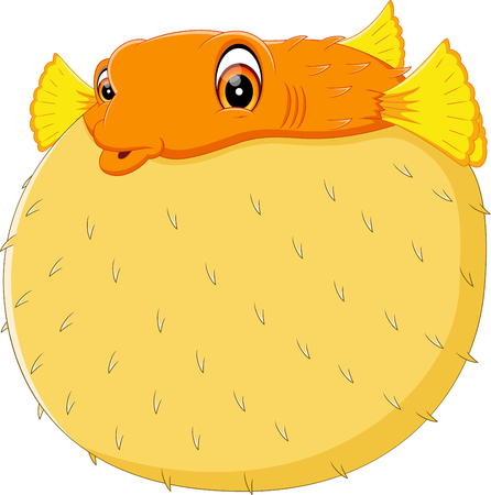 illustration of Cartoon funny puffer fishのイラスト素材