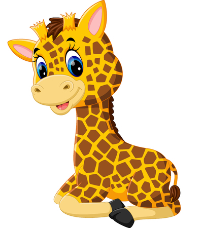 Cute giraffe cartoon of illustrationのイラスト素材
