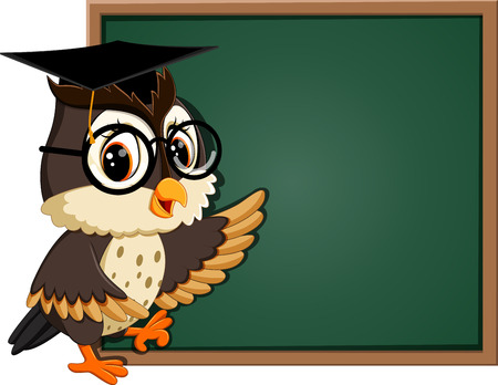 Owl teacher at blackboardのイラスト素材