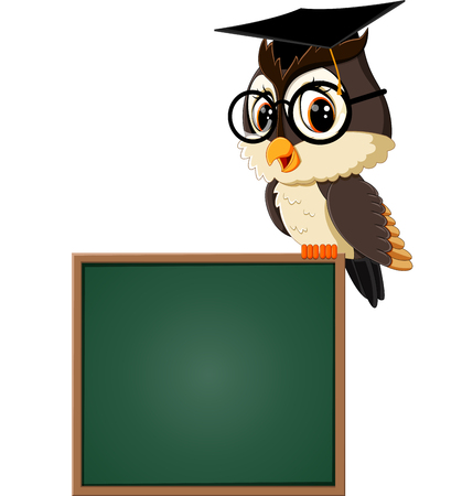 Owl teacher at blackboardのイラスト素材