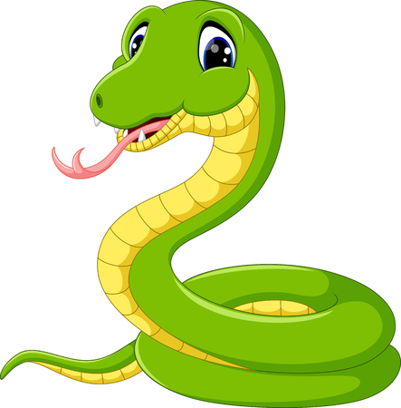 Cute green snake cartoonのイラスト素材