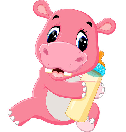 Cute hippo cartoonのイラスト素材
