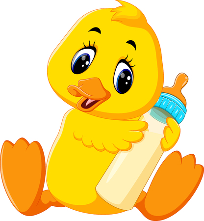 Cute baby duck cartoonの写真素材