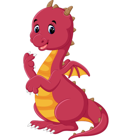 illustration of cute dragon cartoonのイラスト素材
