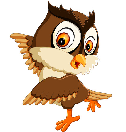 cute owl cartoon posingの写真素材