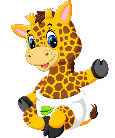 Cute giraffe cartoon of illustrationの写真素材
