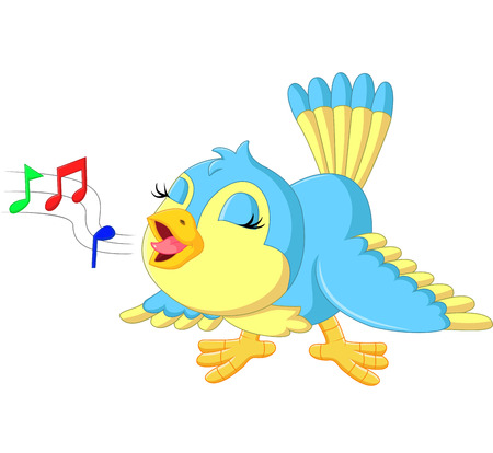 Cute bird singingのイラスト素材