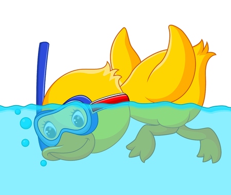 duck snorkeling cartoonのイラスト素材