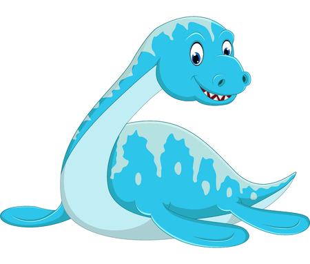 Swimming Plesiosaurus cartoonのイラスト素材