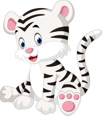 illustration of cute baby white tigerのイラスト素材